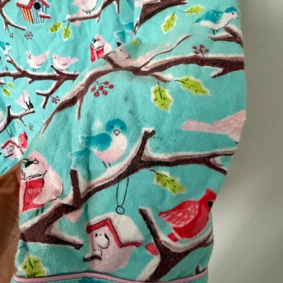 Nick & Nora Christmas Cardinal Birdhouse Flannel Pajama Set Blue Holiday Sz M - Picture 11 of 12
